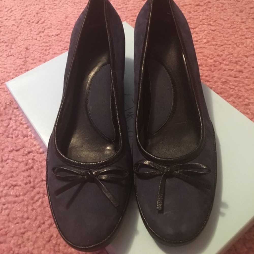 Blue and black heels